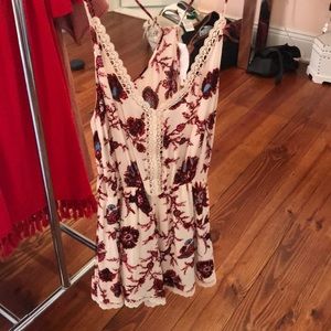 Cream floral print romper